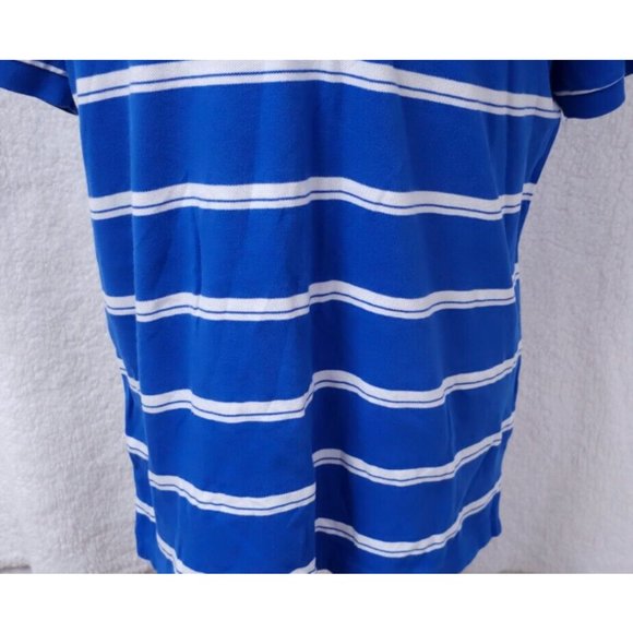 Chaps Large Blue White Stripe Short Sleeve Golf 2 Button Pullover Polo Shirt - Picture 5 of 11